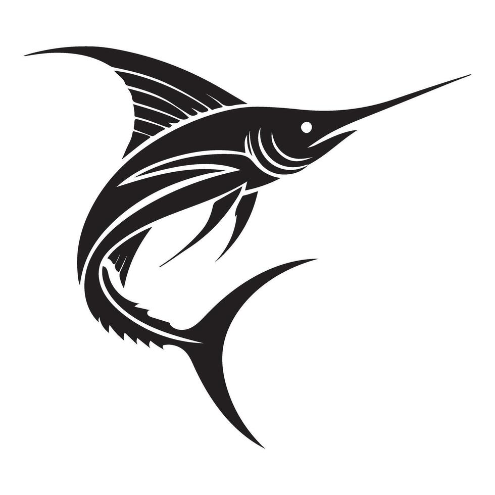 Dynamic Silhouette of a Jumping Marlin vector