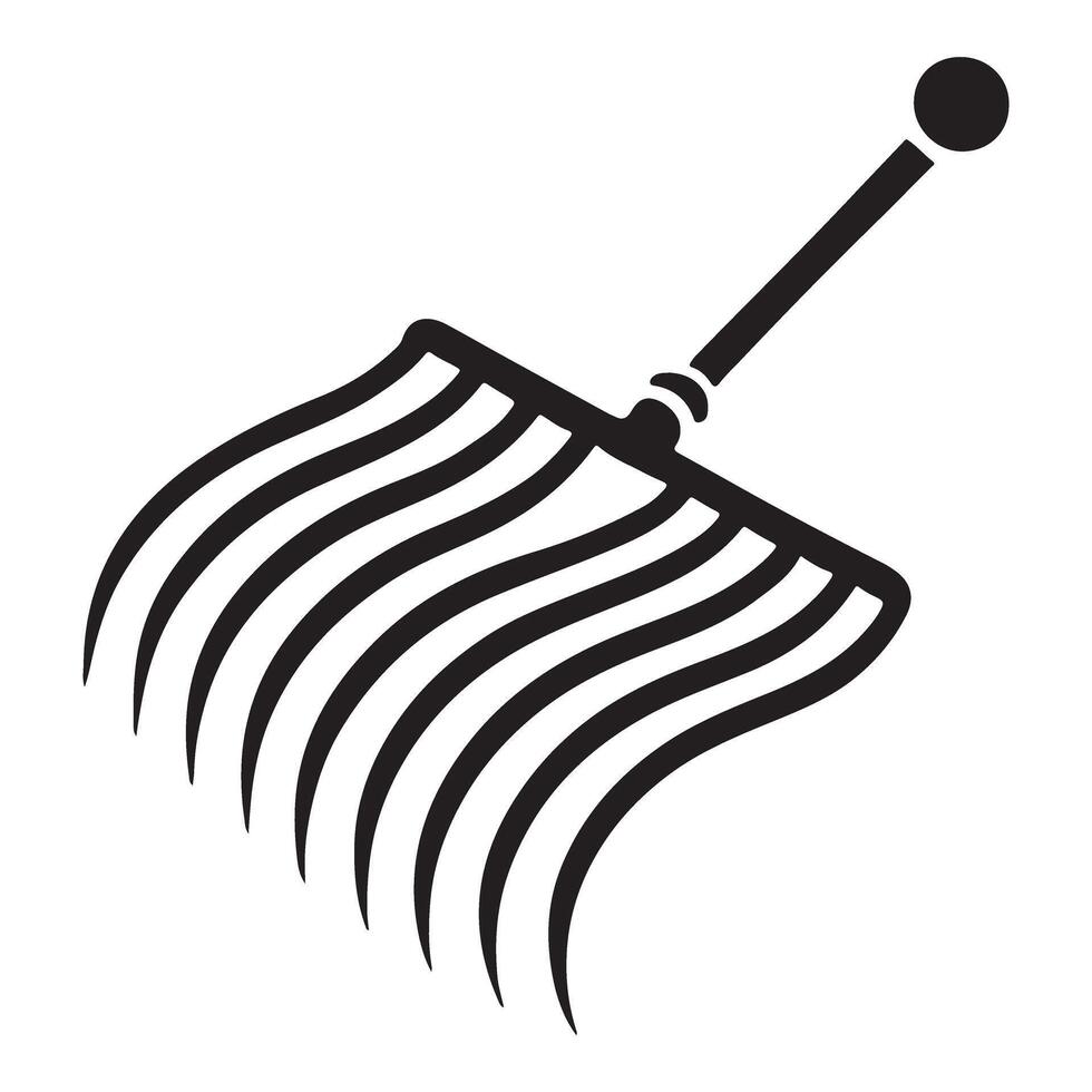 Silhouette Illustration of a Hay Rake for Yard Work vector