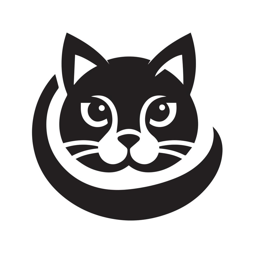 Elegant Black Cat Silhouette in a Circular Design vector