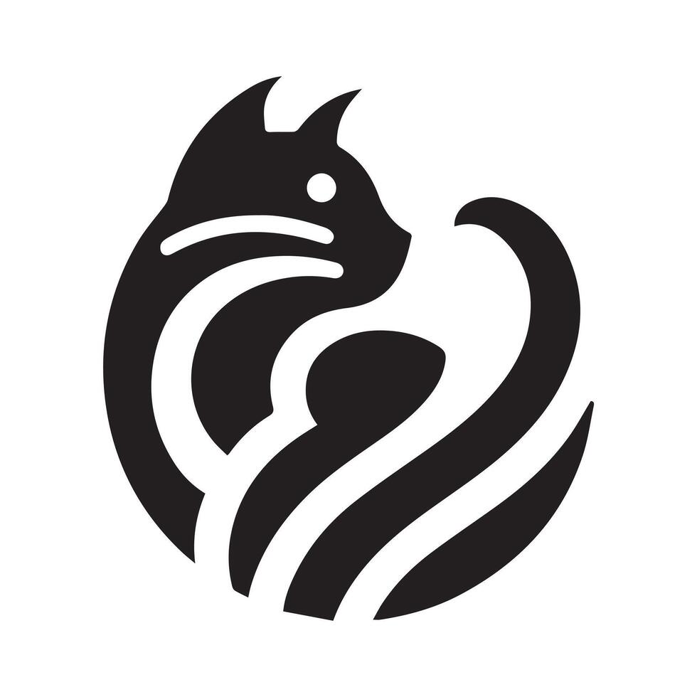 cute Black and White Cat Face vector