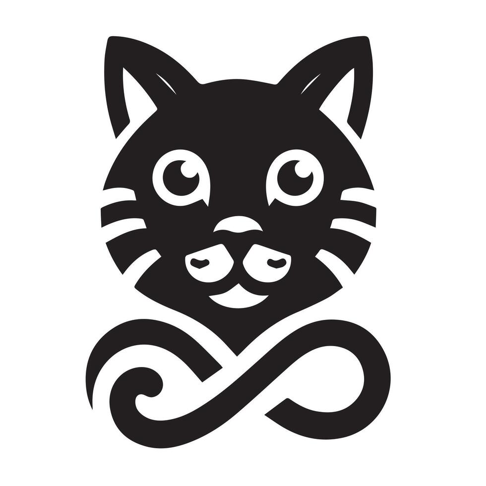 logo of a cat's head and neck within a circular frame. vector