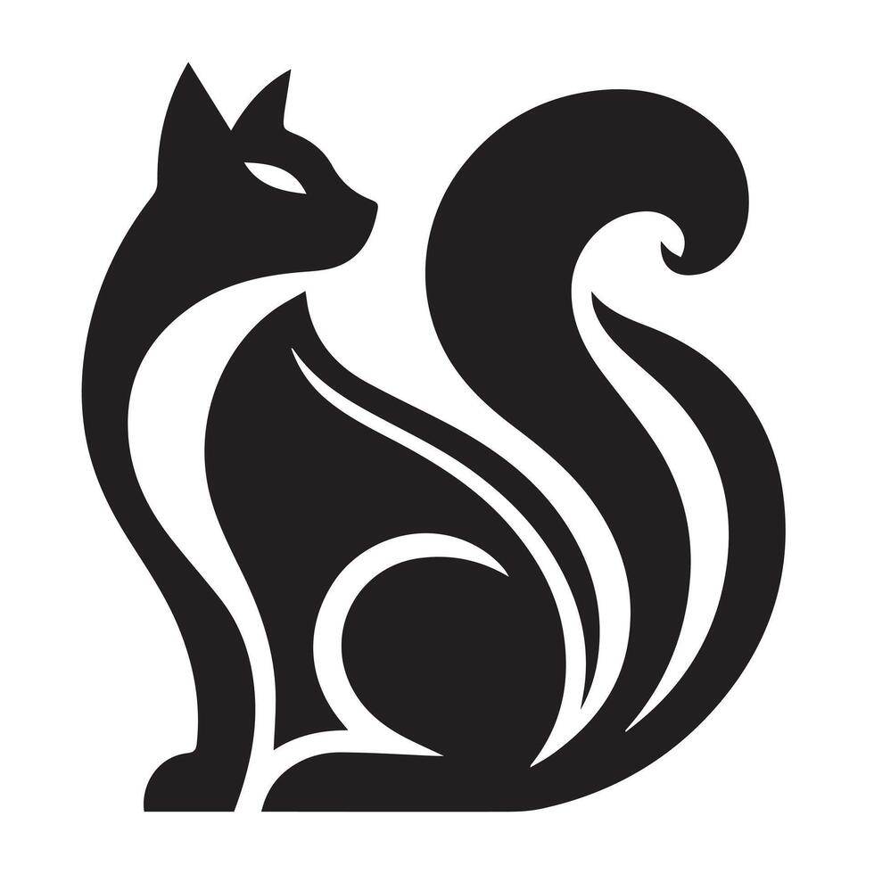 A stylized, cartoon black cat icon, ideal for logos, websites, or any project needing a friendly and simple representation of a cat. vector