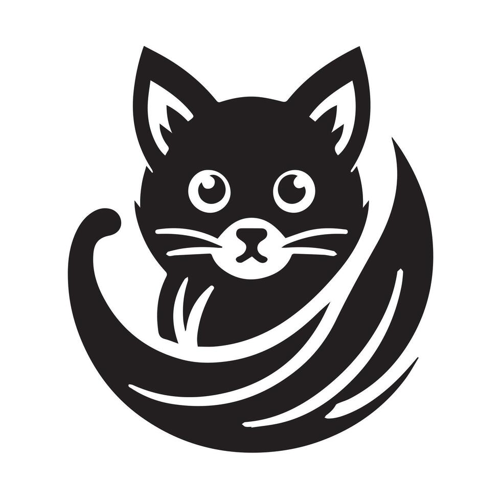 Black Cat Face Logo Design vector