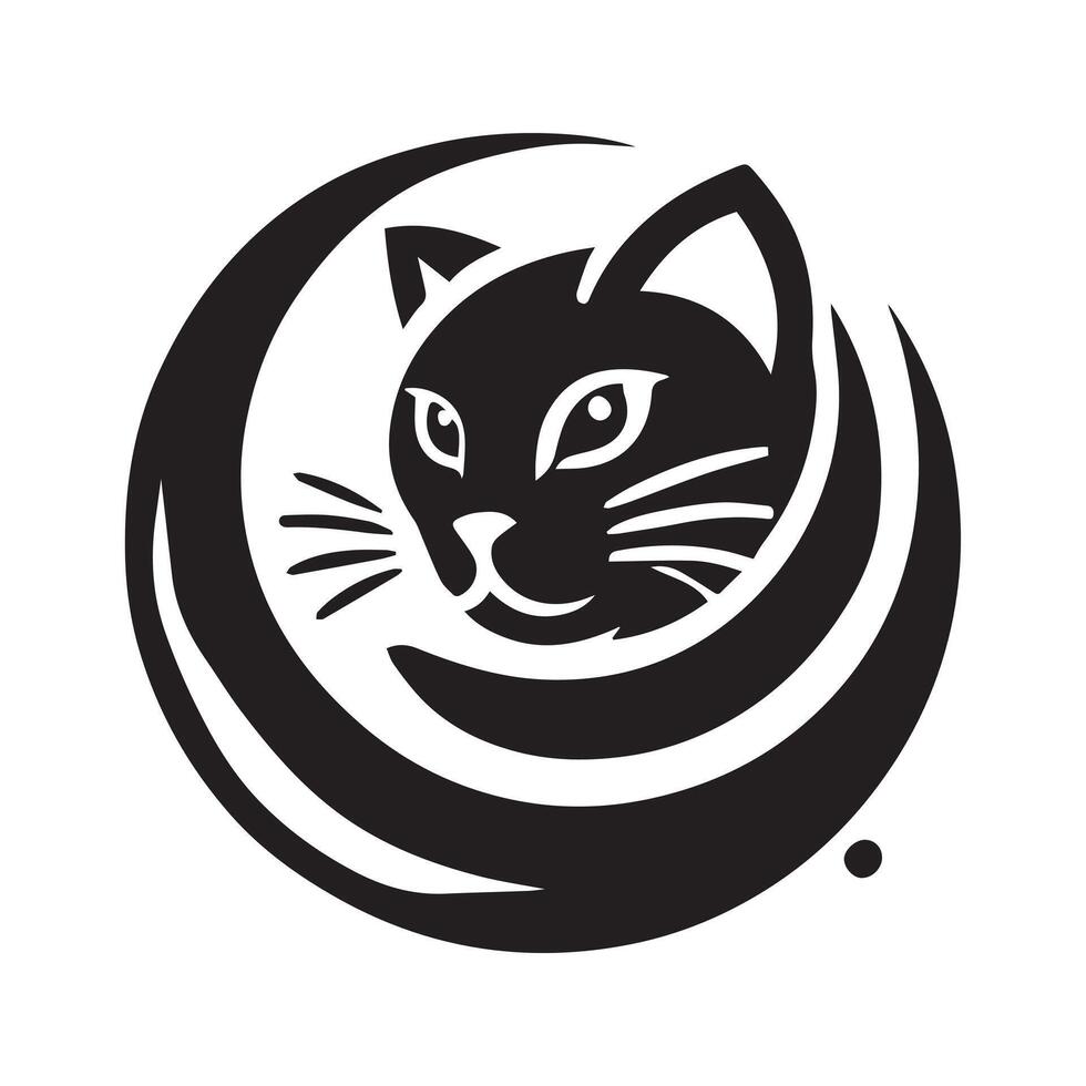 Simple black silhouette of a cat sitting vector