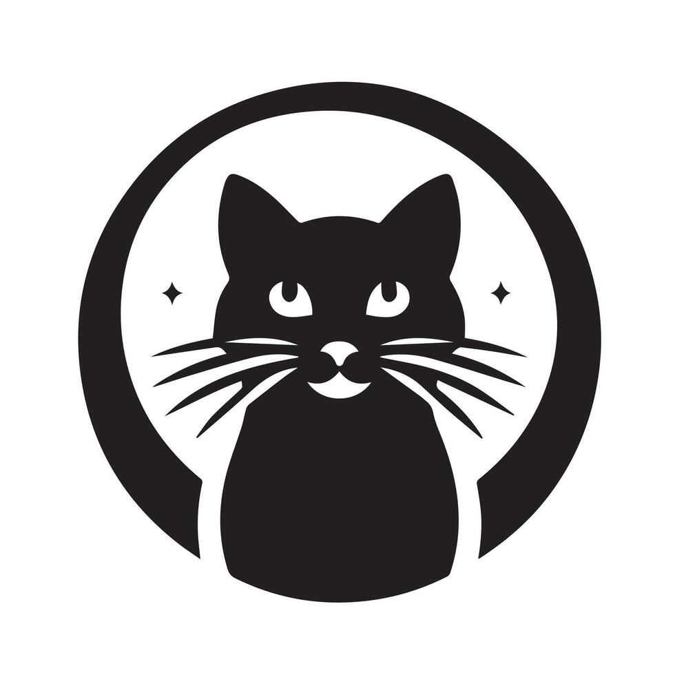 Stylish Black Cat Silhouette Logo Design vector