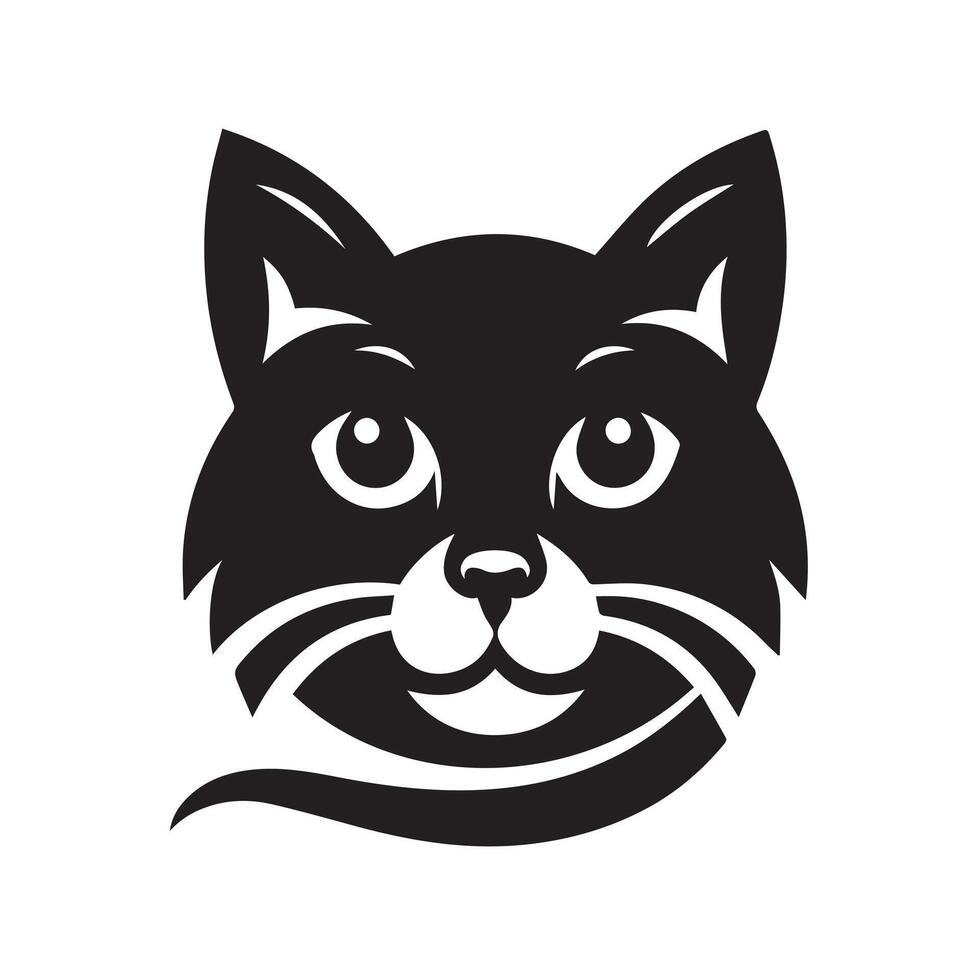 Stylish Black Cat Silhouette in Circular Design vector