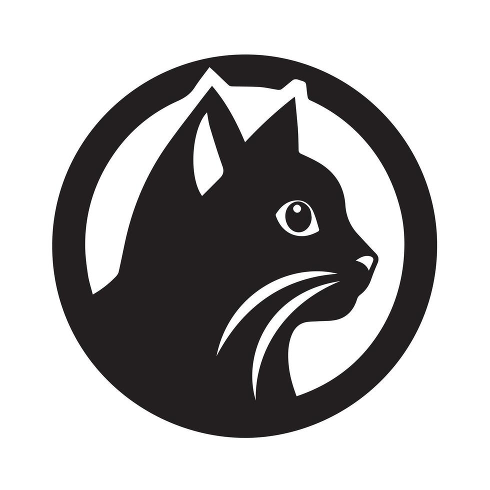 Elegant Black and White Profile of a Stylized Cat Head vector