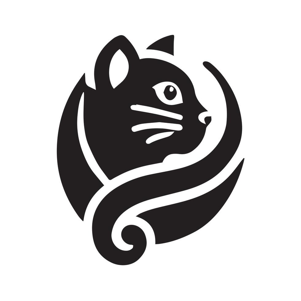 Mystical Black Cat Silhouette in Crescent Moon vector