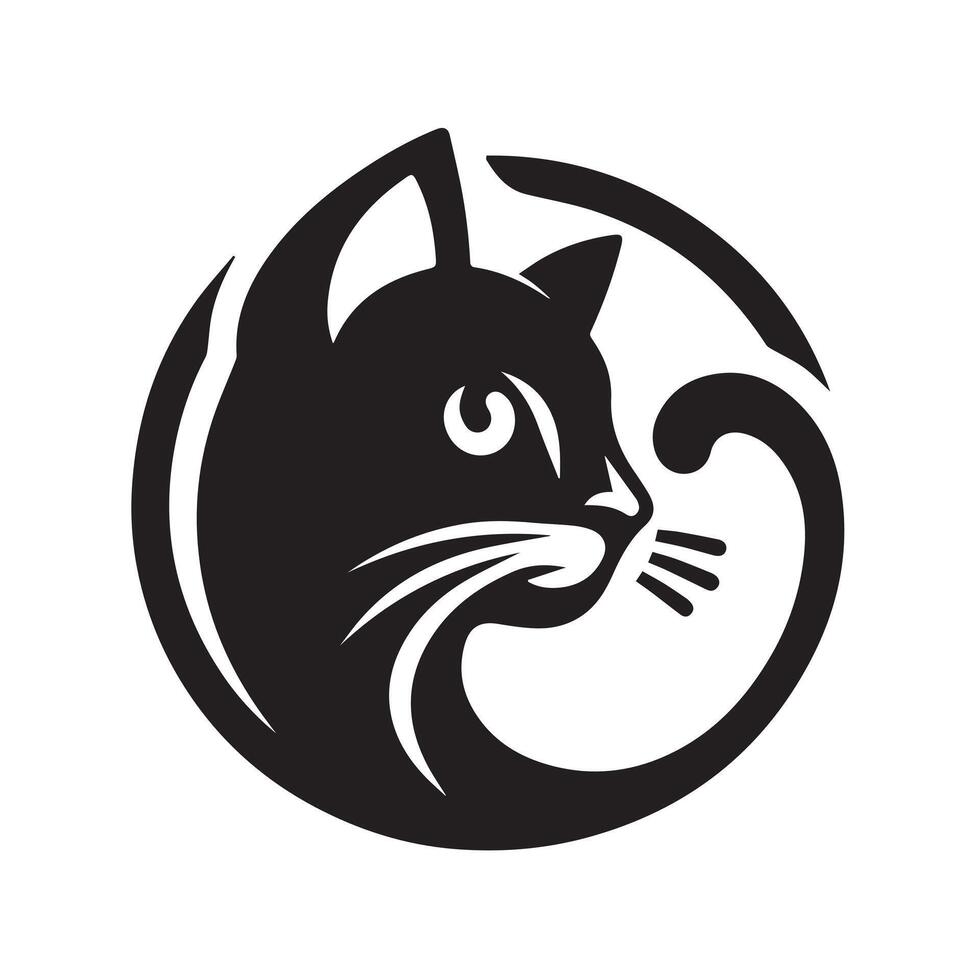 Black Cat Silhouette in a Sunburst Design vector