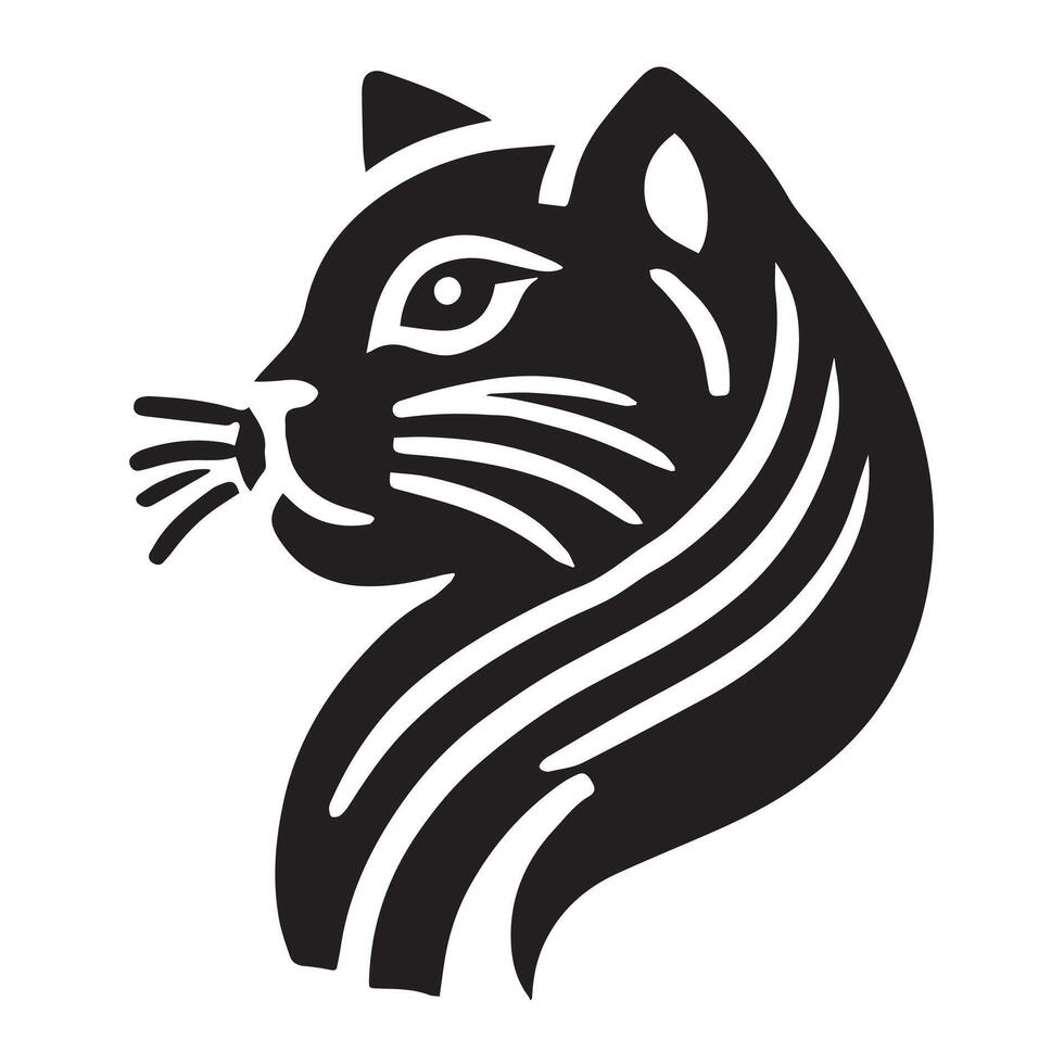 Cute Black Cat Silhouette in a Sunburst Design vector