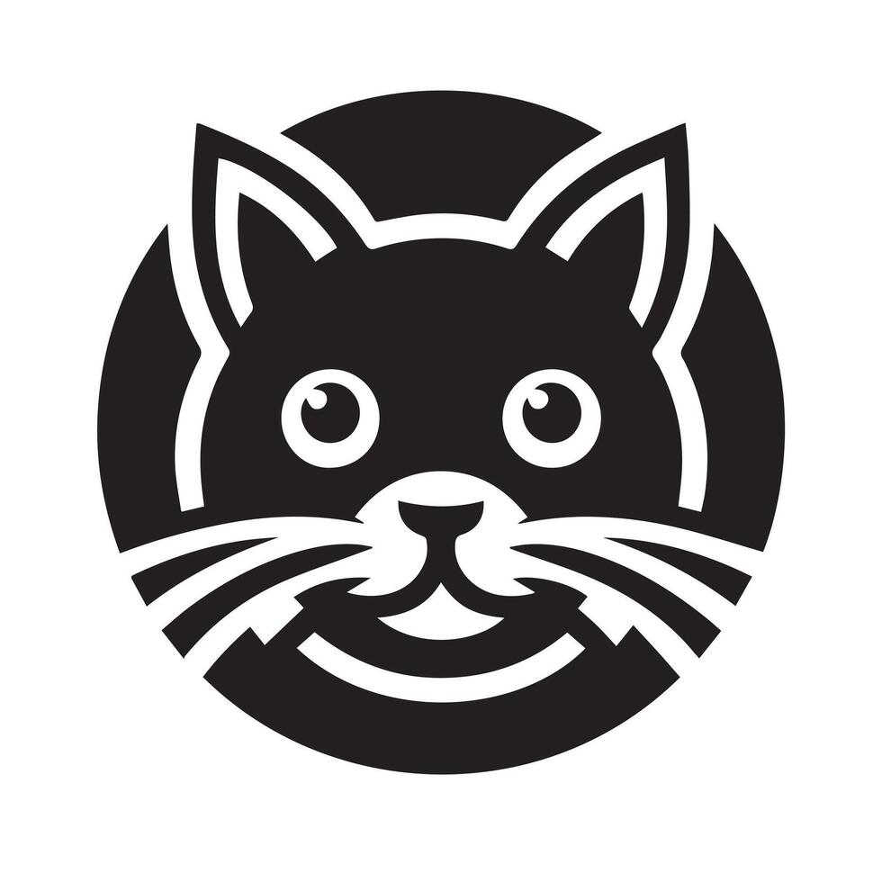 Stylish Black Cat Silhouette with Flowing Mane vector