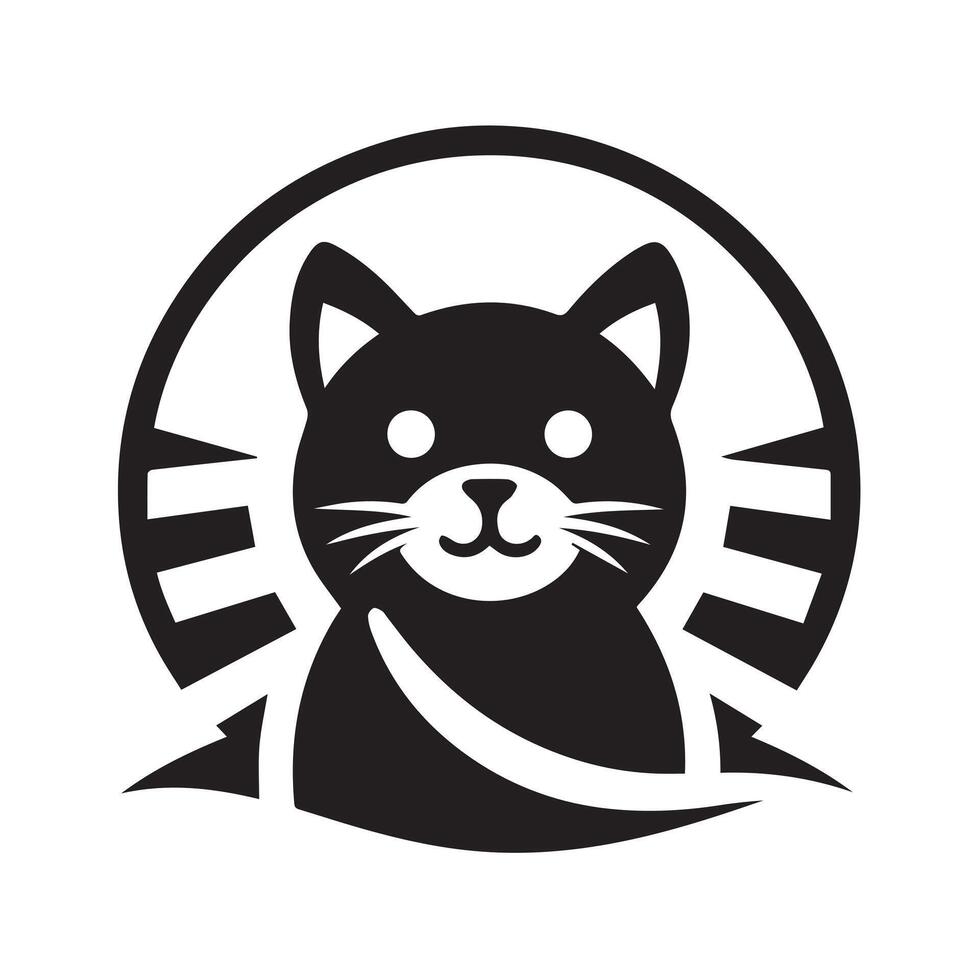 black and white cat head graphic design. vector