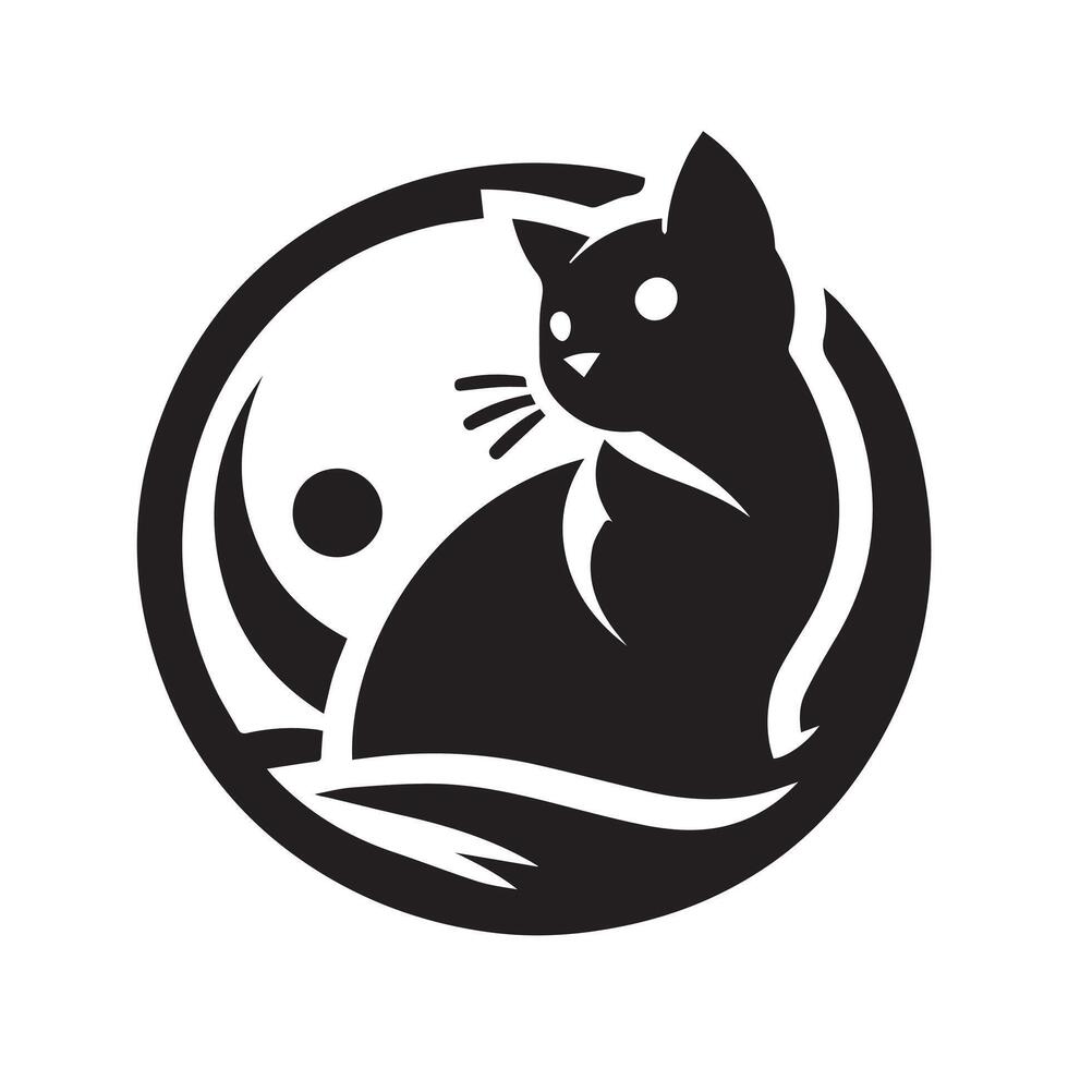 Simple Black Cat Silhouette Icon vector