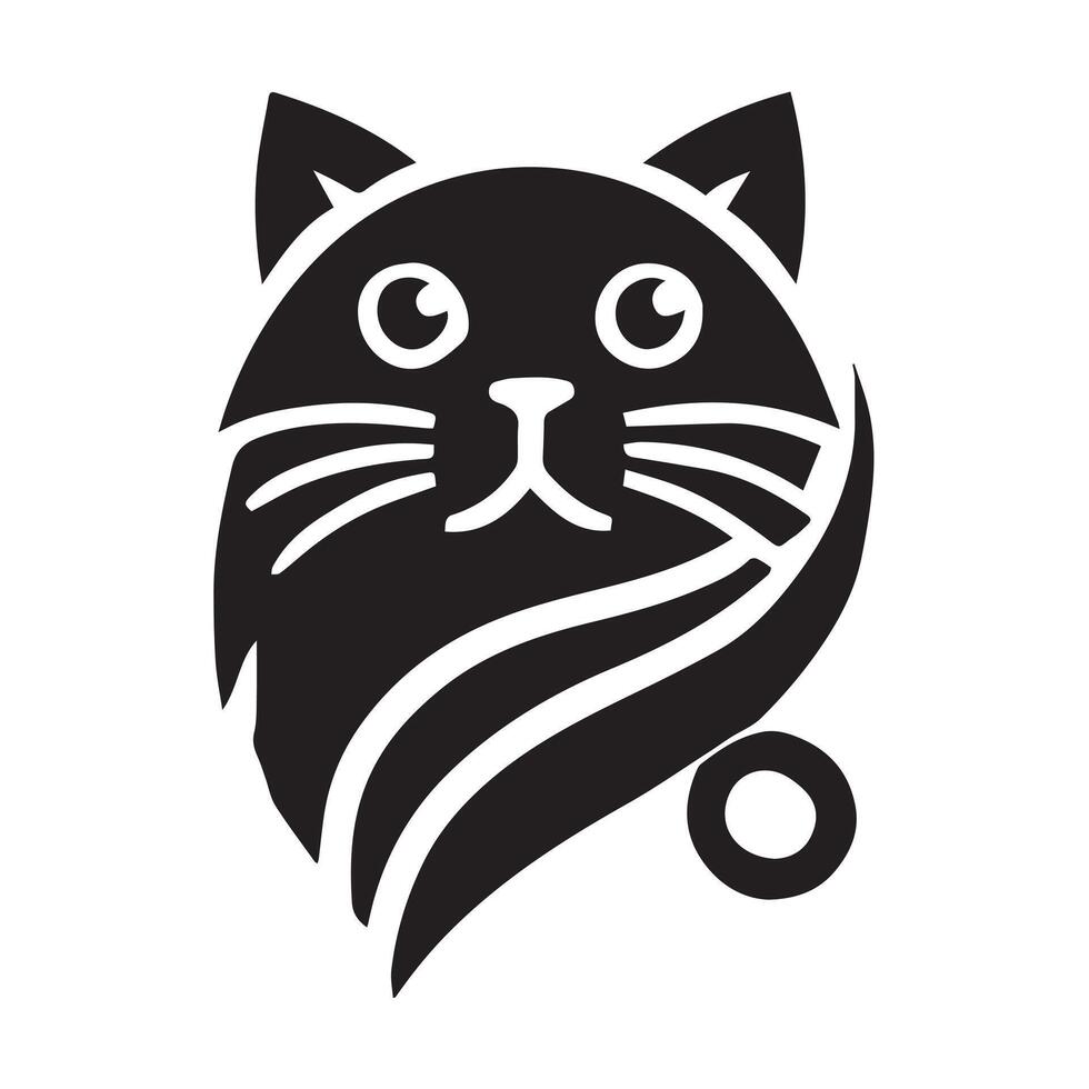 black silhouette of a cat sitting, suitable for various uses vector