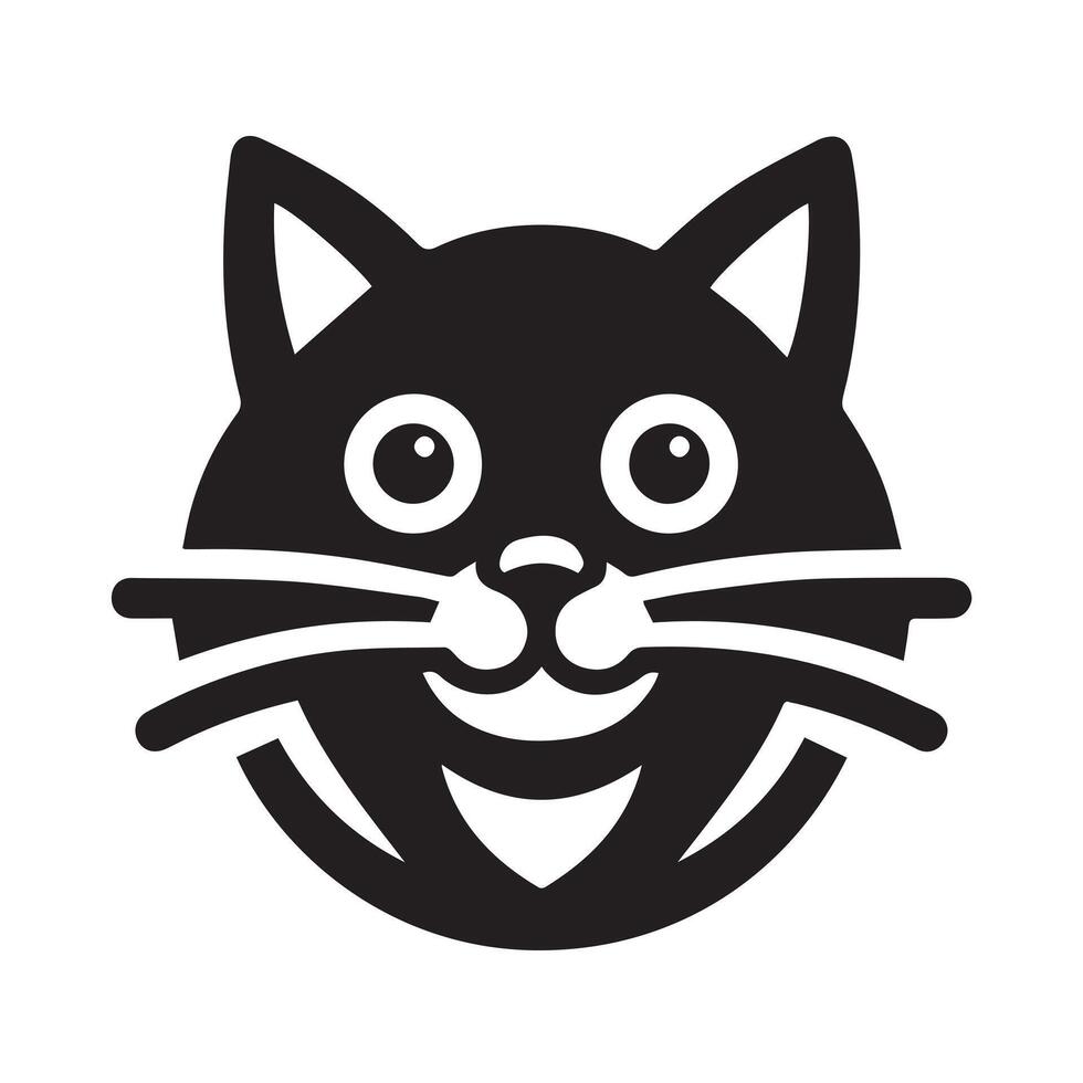 Cute Black and White Cat Face Illustration vector