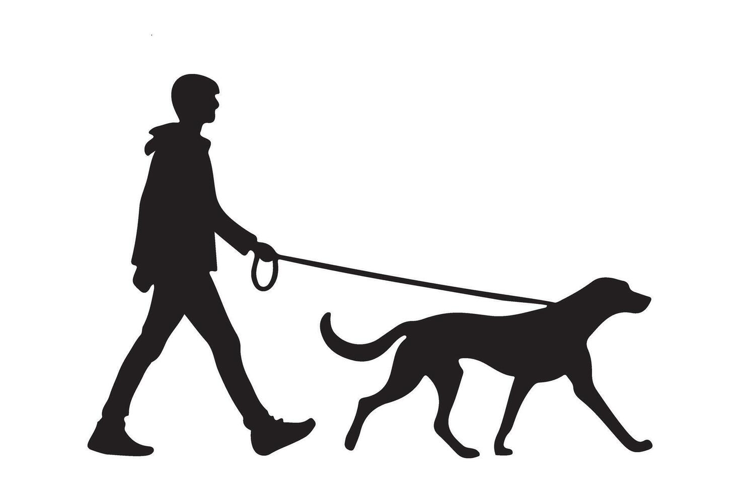 Silhouette Illustration of a Person Walking a Dog vector