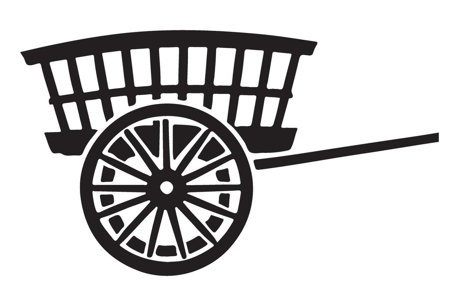 Wooden Cart Silhouette Illustration for Farming vector