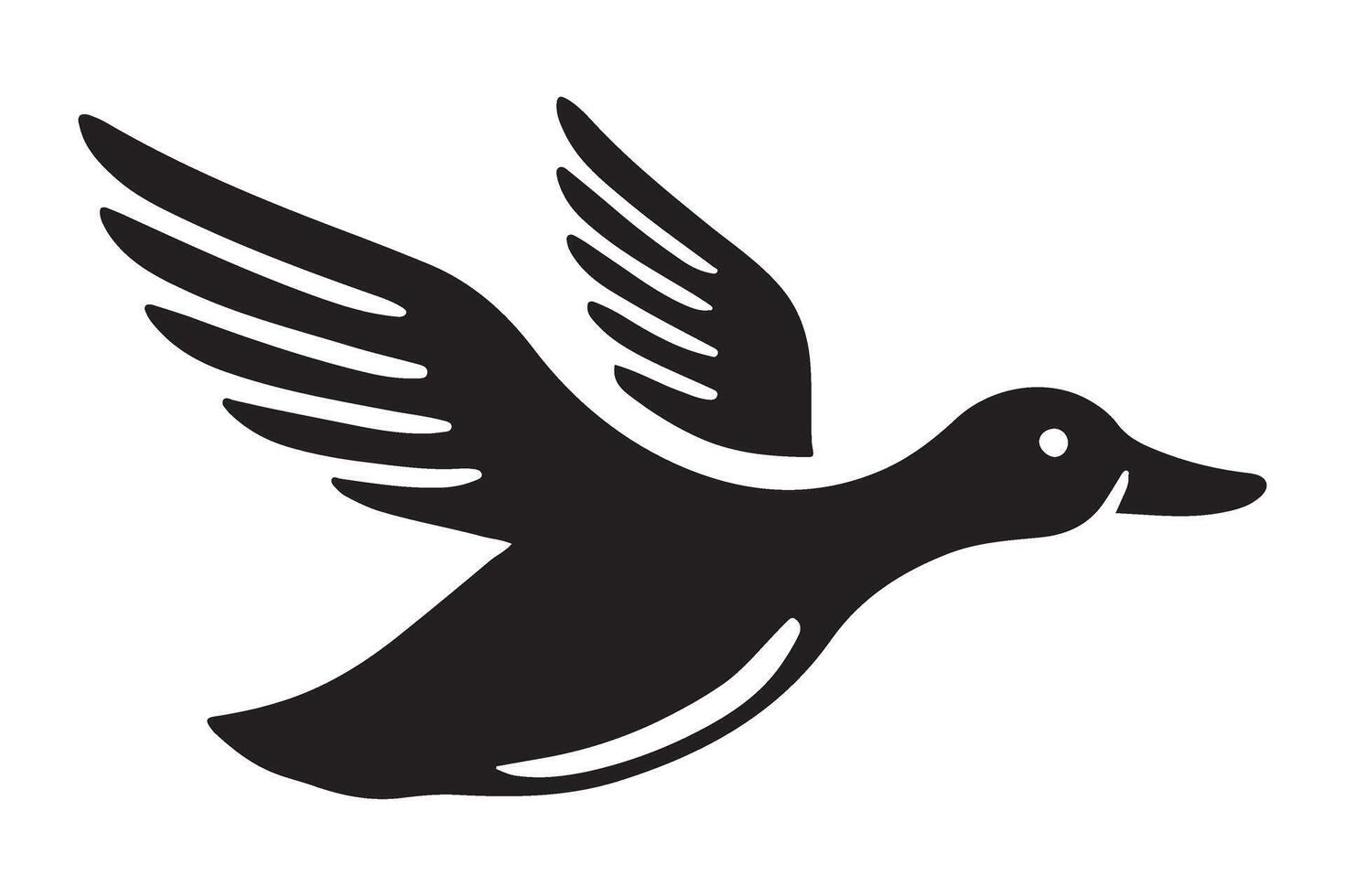 Flying Duck Silhouette A Simple Bird in Flight Illustration vector