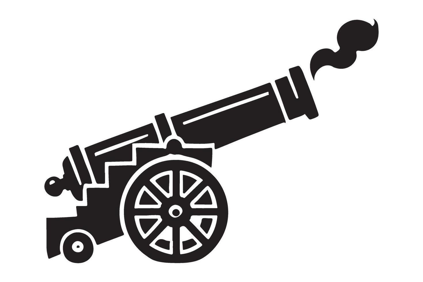 Detailed Silhouette Illustration of a Vintage Cannon Firing vector