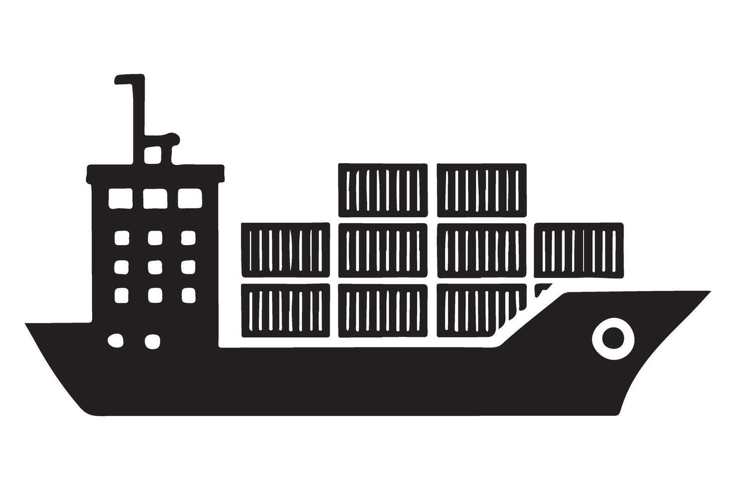 Container Ship Silhouette Cargo Vessel Illustration vector
