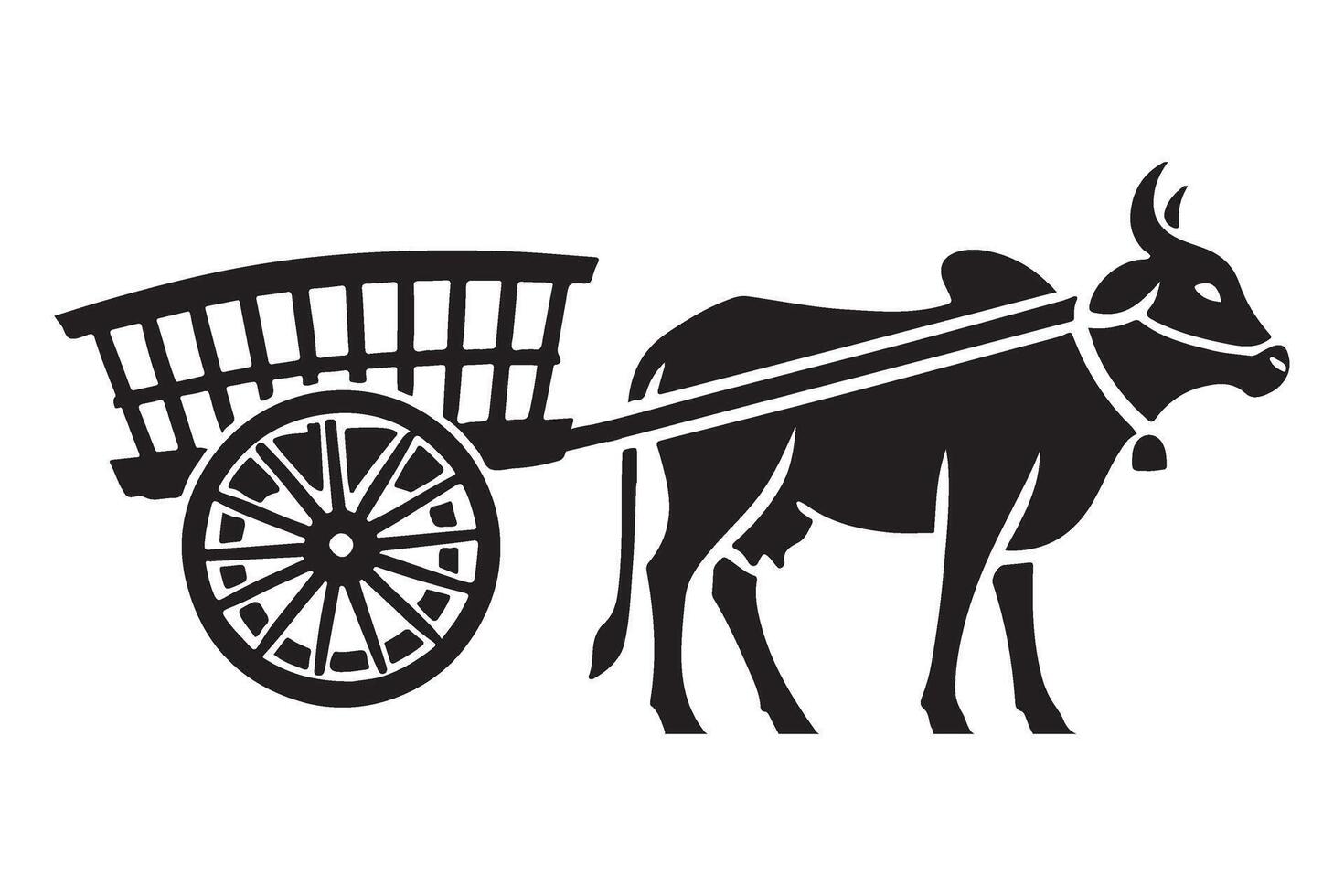 Single Ox-Cart Silhouette Illustration vector