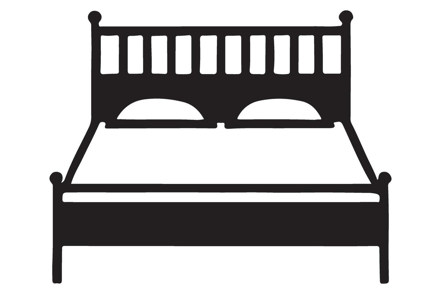 Stylish Double Bed Silhouette Illustration vector