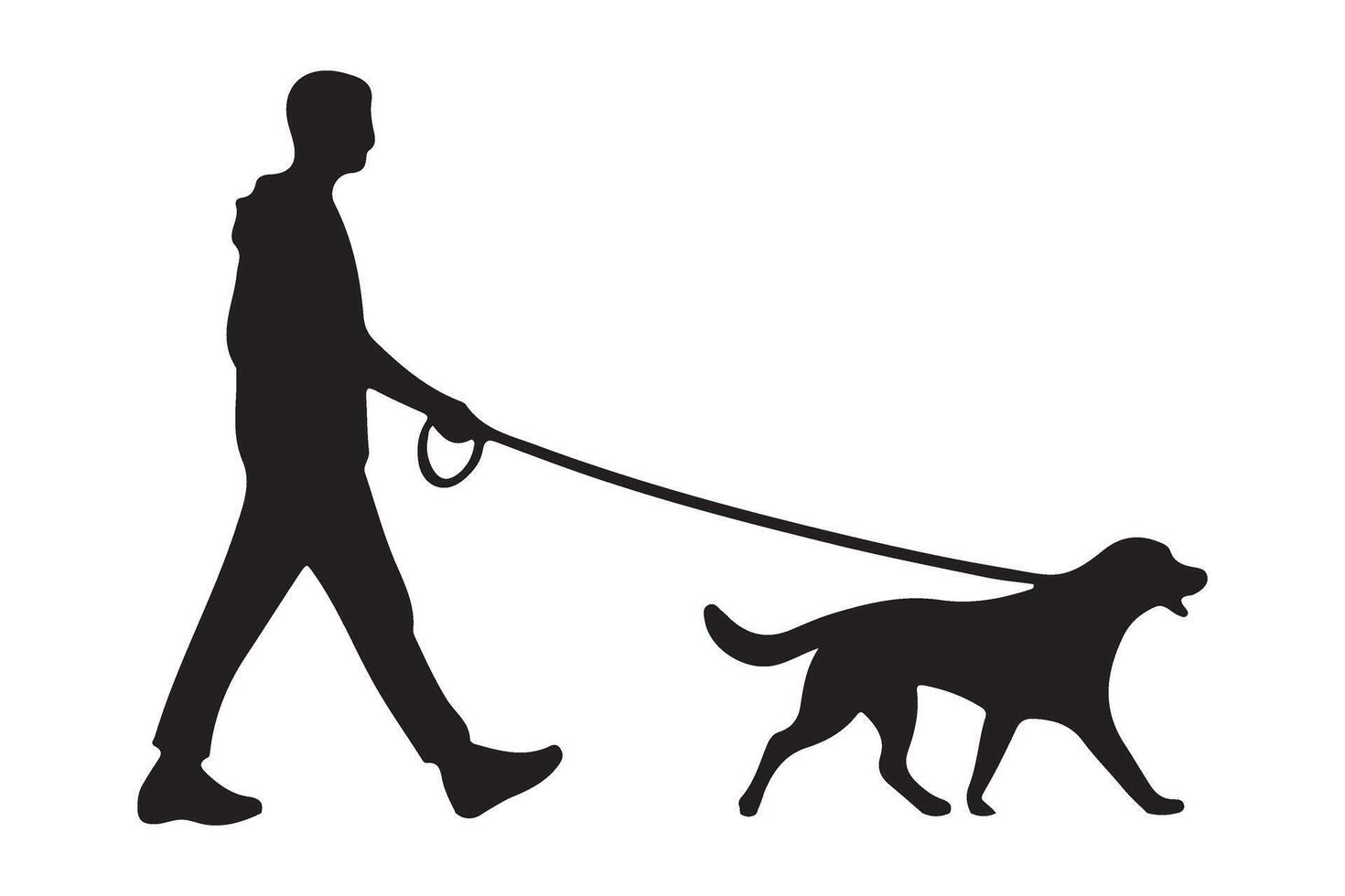 Silhouette Illustration of a Man Walking His Dog vector