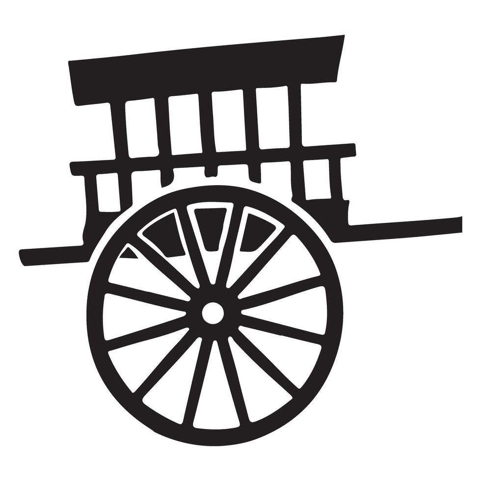 Simple Philippine Carabao Cart Silhouette Illustration vector