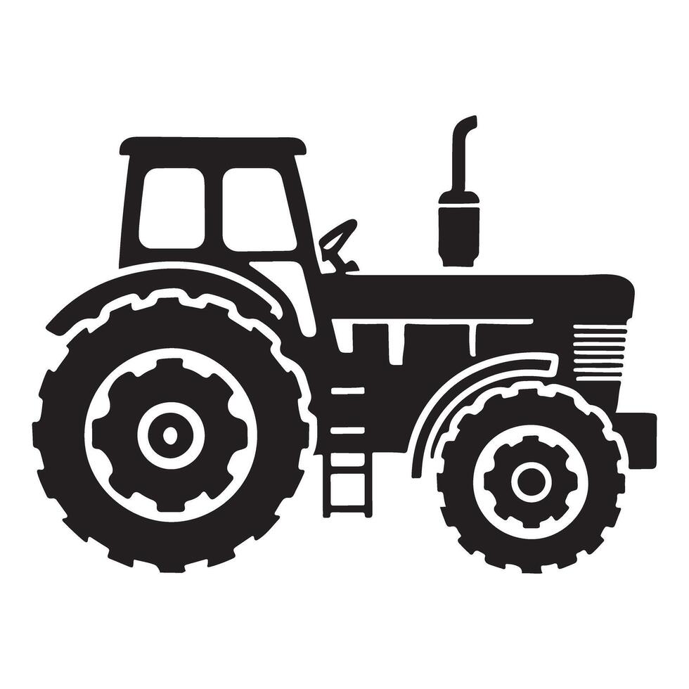 Detailed Tractor Silhouette Illustration for Farming vector