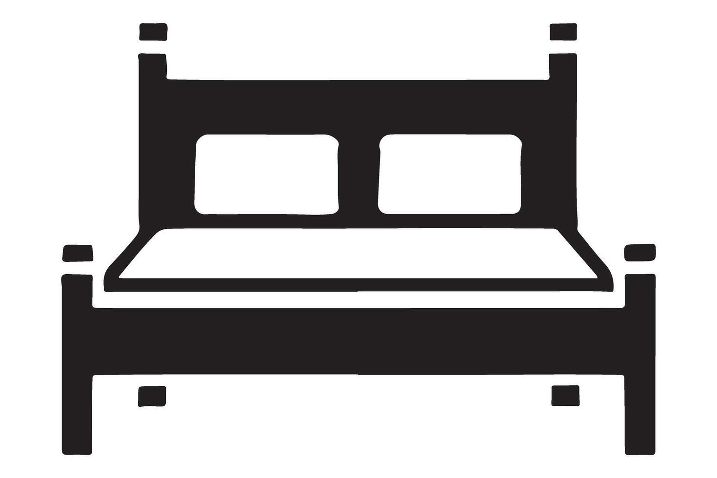 Comfortable Double Bed Silhouette Illustration vector