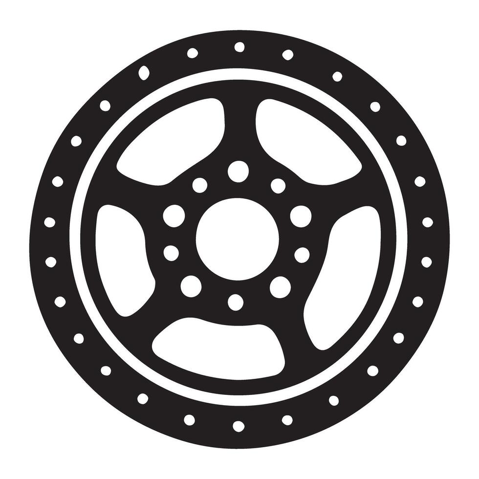 Detailed Silhouette of a Perforated Brake Disc Illustration vector