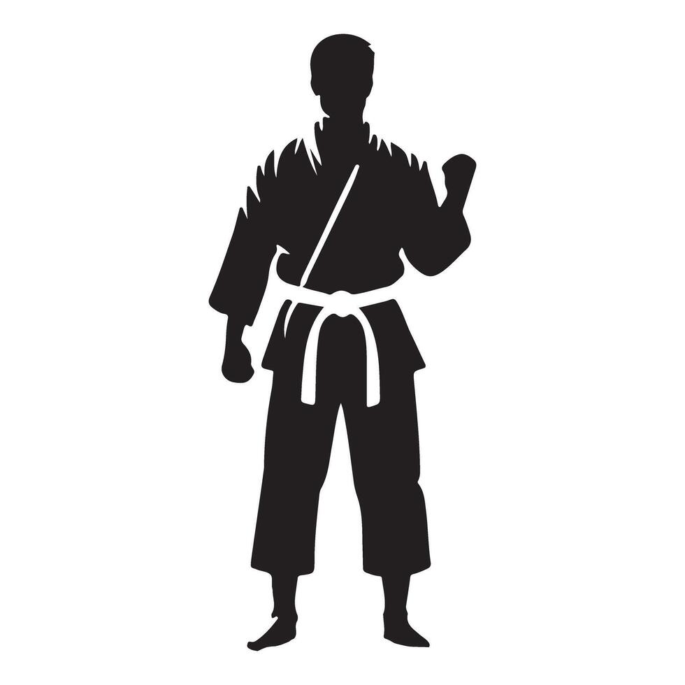 Silhouette Illustration of Karateka in Ready Stance vector
