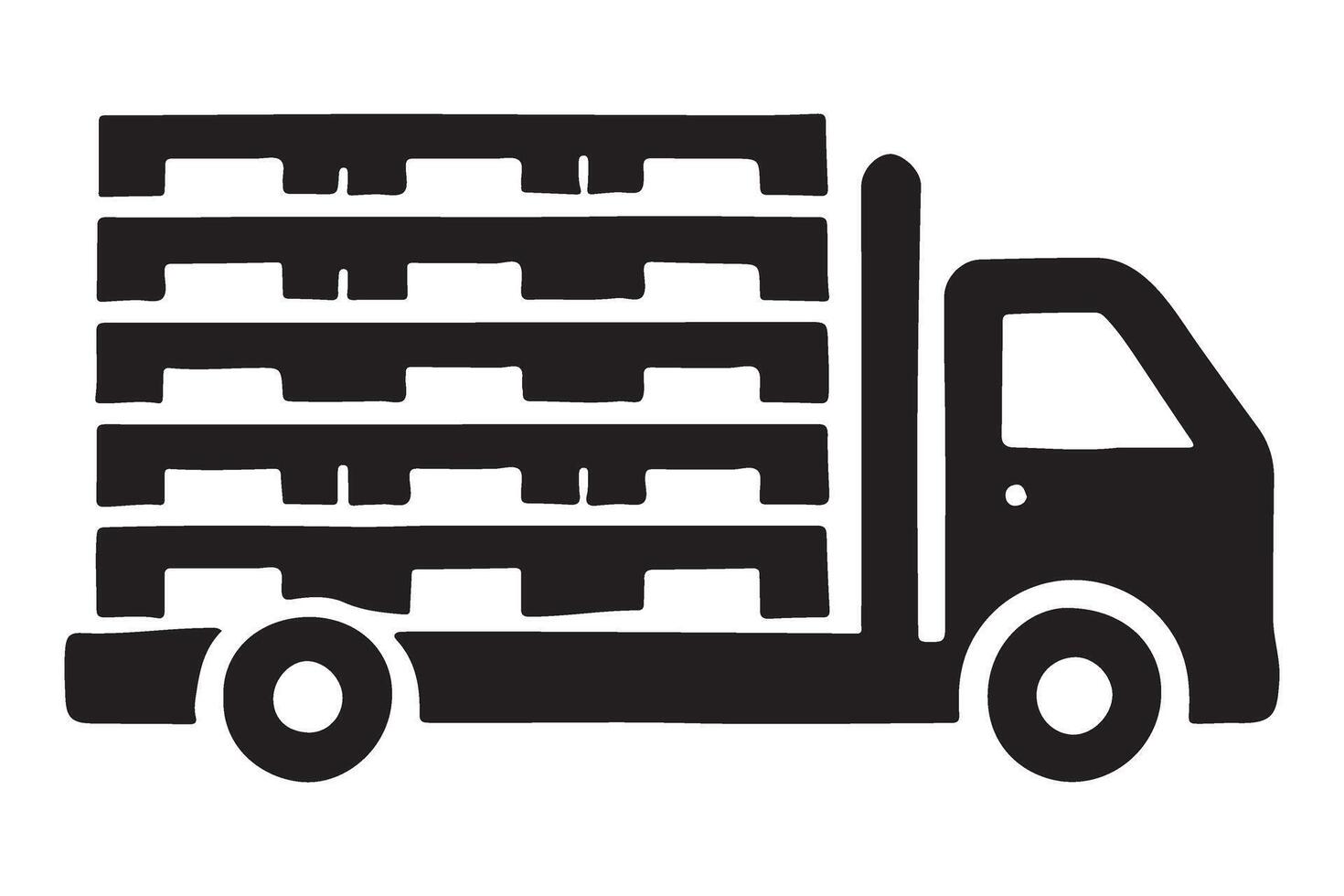 Silhouette Illustration of a Delivery Truck with Pallets vector