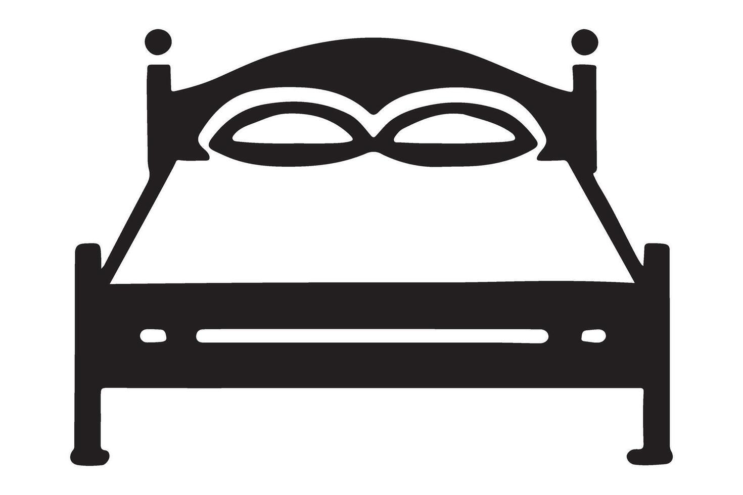 Classic Double Bed Silhouette Illustration vector