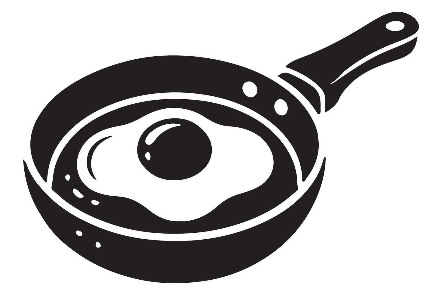 Fried Egg in Pan Silhouette Illustration for Breakfast vector