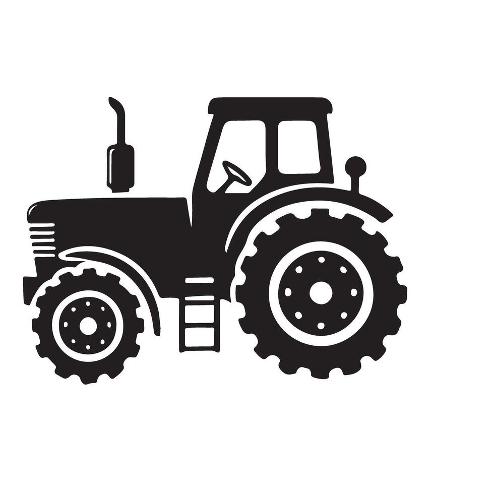 Classic Tractor Silhouette Illustration for Farming vector