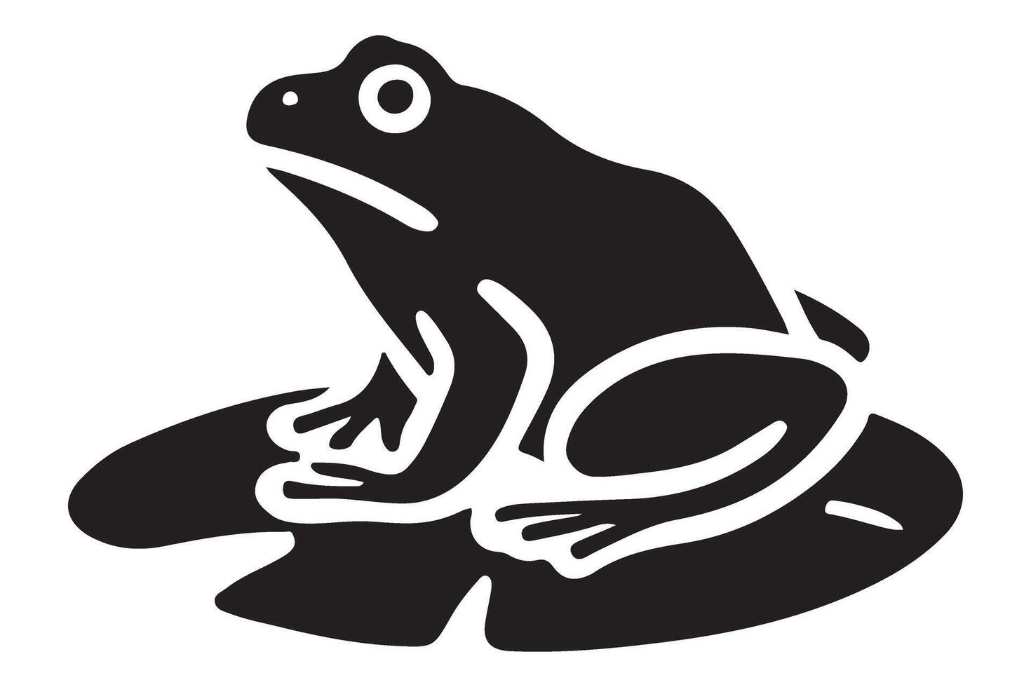 Silhouette Illustration of a Frog Sitting on a Lily Pad vector