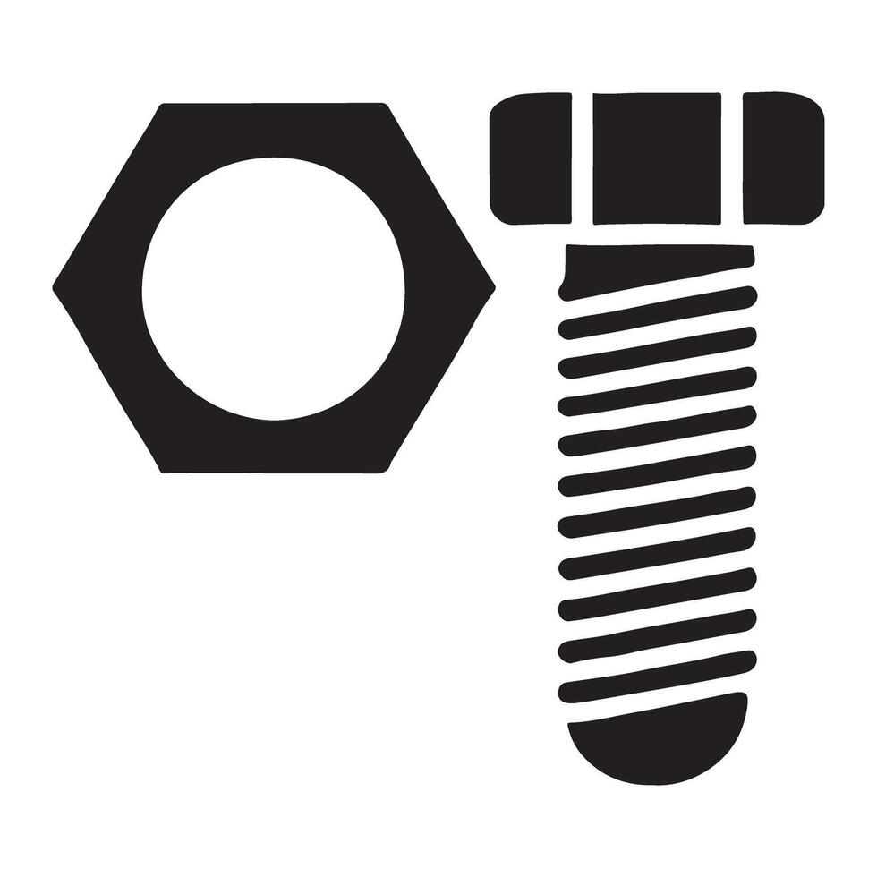 Bolt and Nut Silhouette Illustration vector