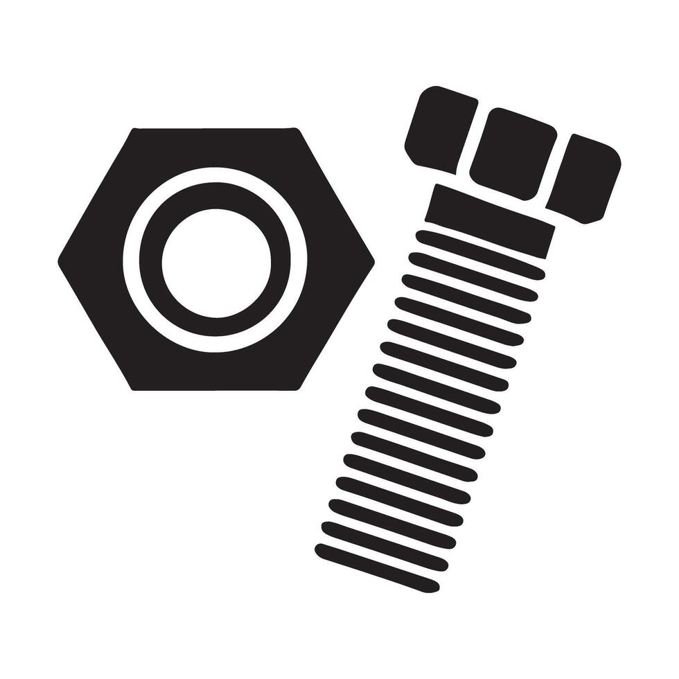 Simple Silhouette Illustration of a Bolt and Nut Fastener vector