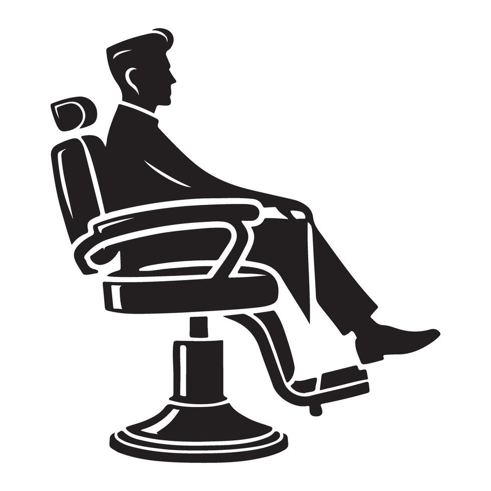 Man in Barber Chair Silhouette Illustration for Style vector