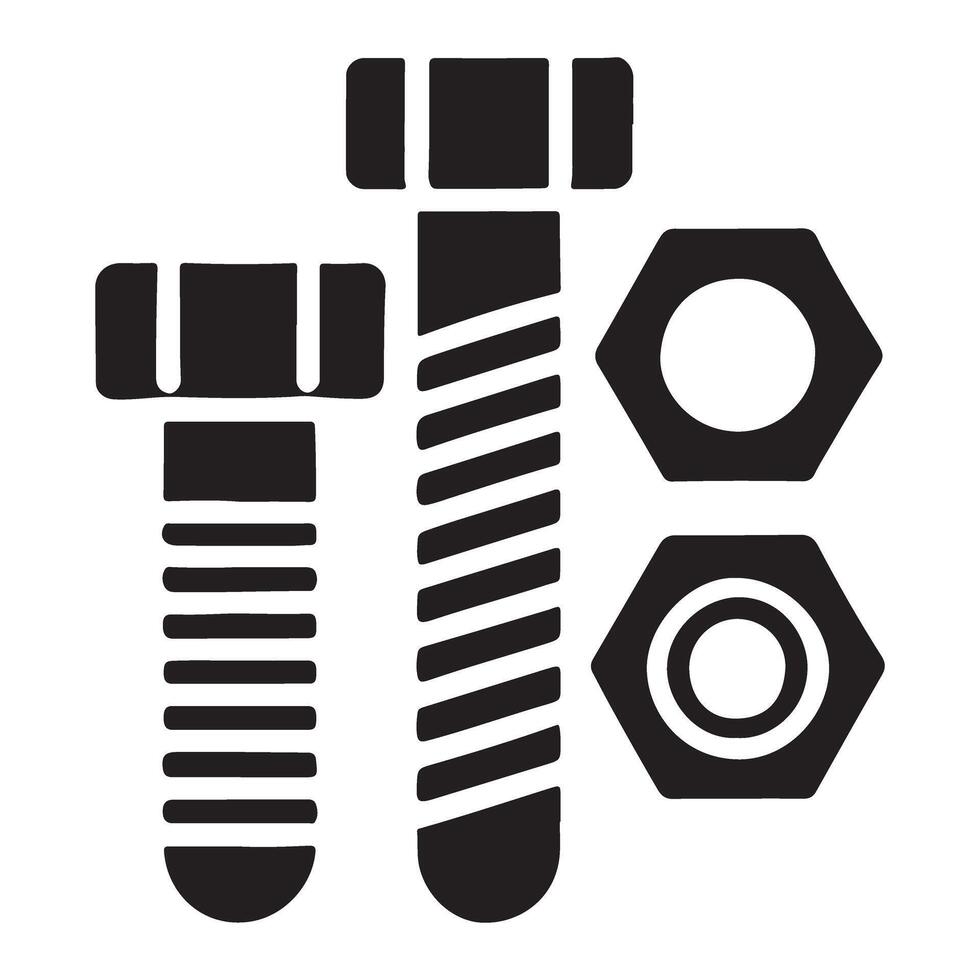 Silhouette Illustration of Bolts and Nuts Various Sizes vector