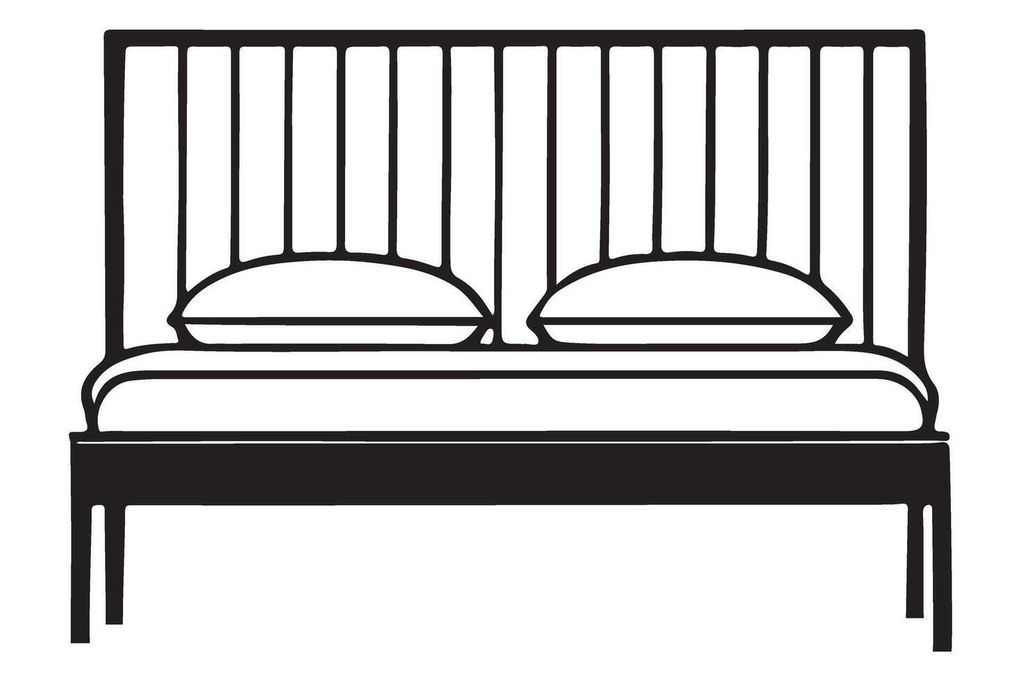 Double Bed Silhouette Illustration with Headboard and Pillows vector