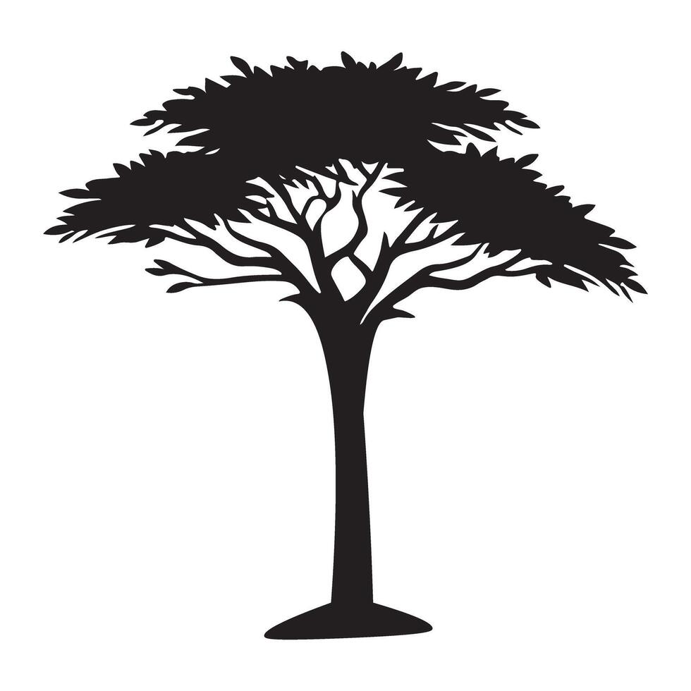 Umbrella Acacia Tree Silhouette Illustration vector