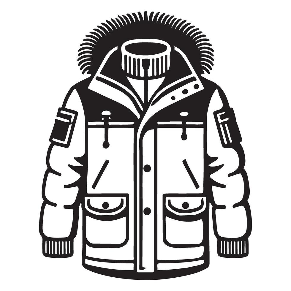 Winter Parka Jacket Silhouette Illustration for Fashion vector
