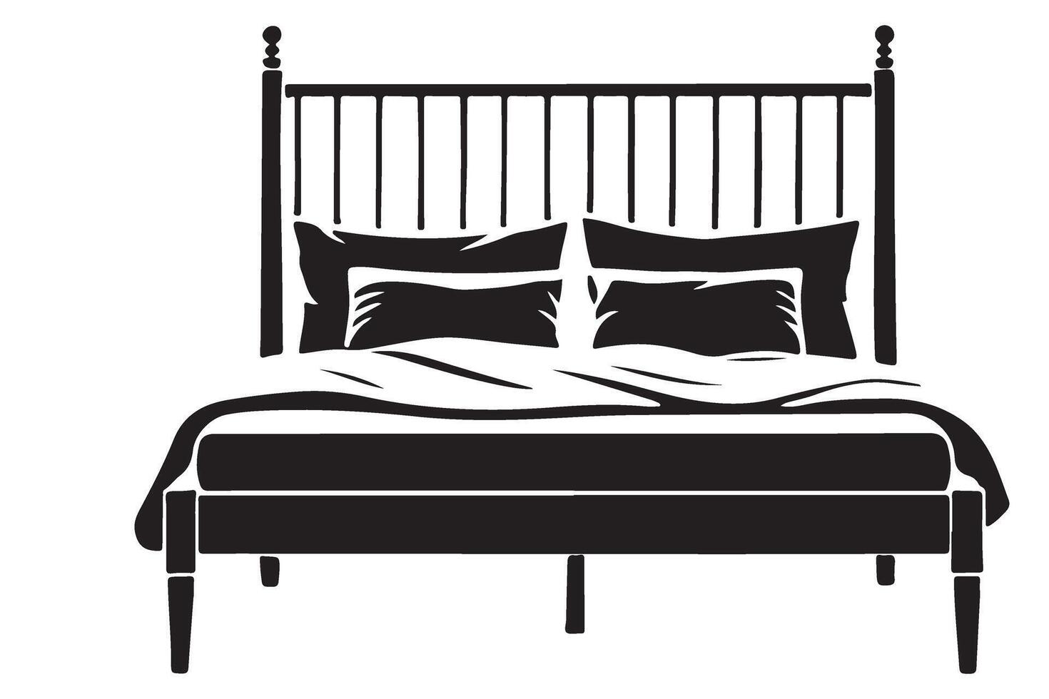 Double Bed Silhouette Illustration for Bedroom Decor vector