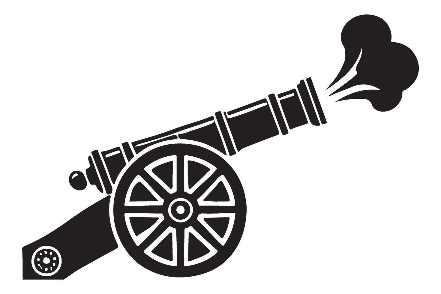 Vintage Cannon Silhouette Illustration Firing a Blast vector