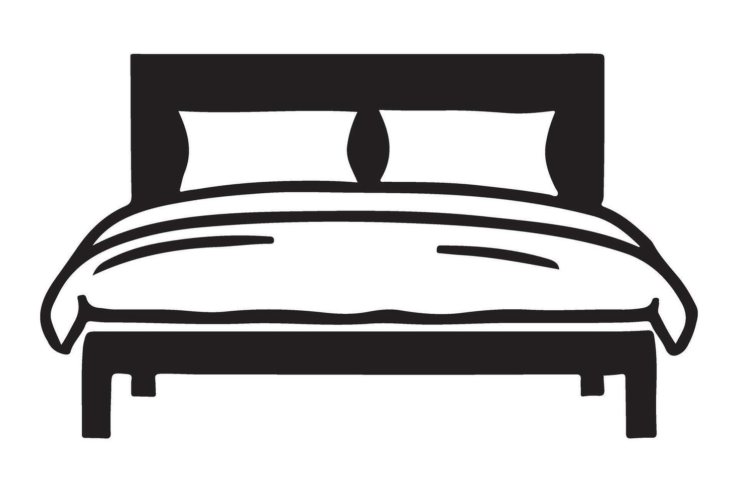 Double Bed Silhouette Illustration for Hotel vector
