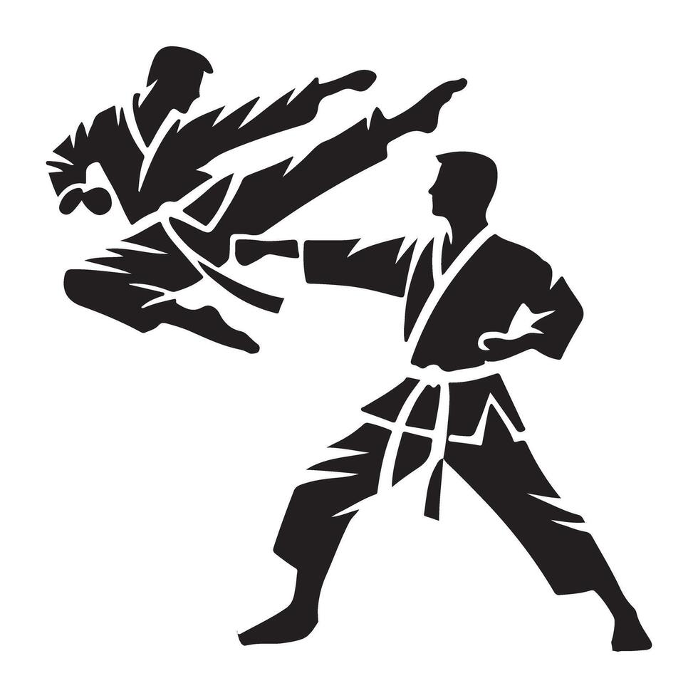 Karate Silhouette Combat Martial Arts Action vector