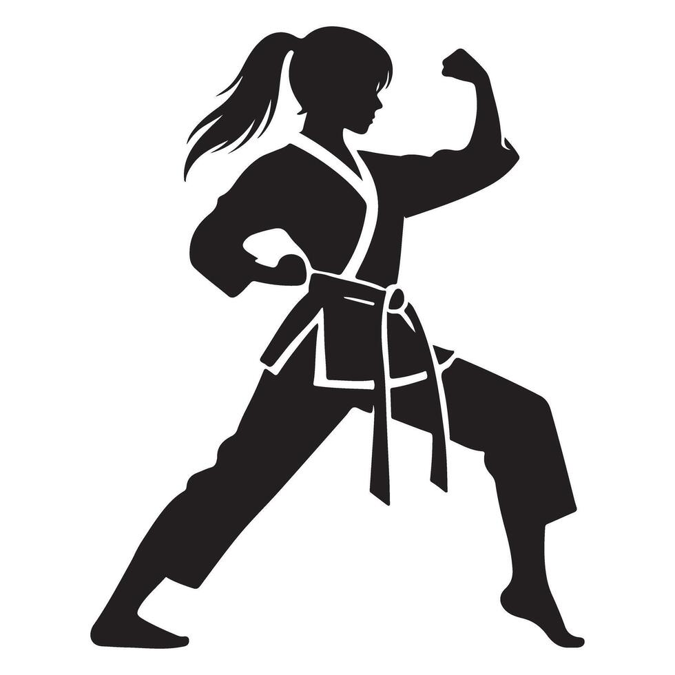 Karate Girl Silhouette Illustration for Martial Arts vector