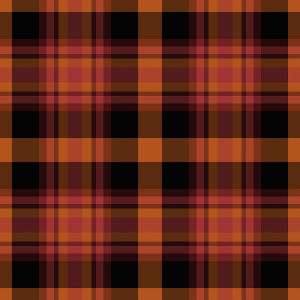 Decorate pattern plaid, 1970s seamless background fabric. Multicolor textile tartan texture check in red and orange colors. vector